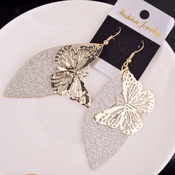 Retro actress with the same style hollow butterfly frosted earrings exaggerated brand earrings