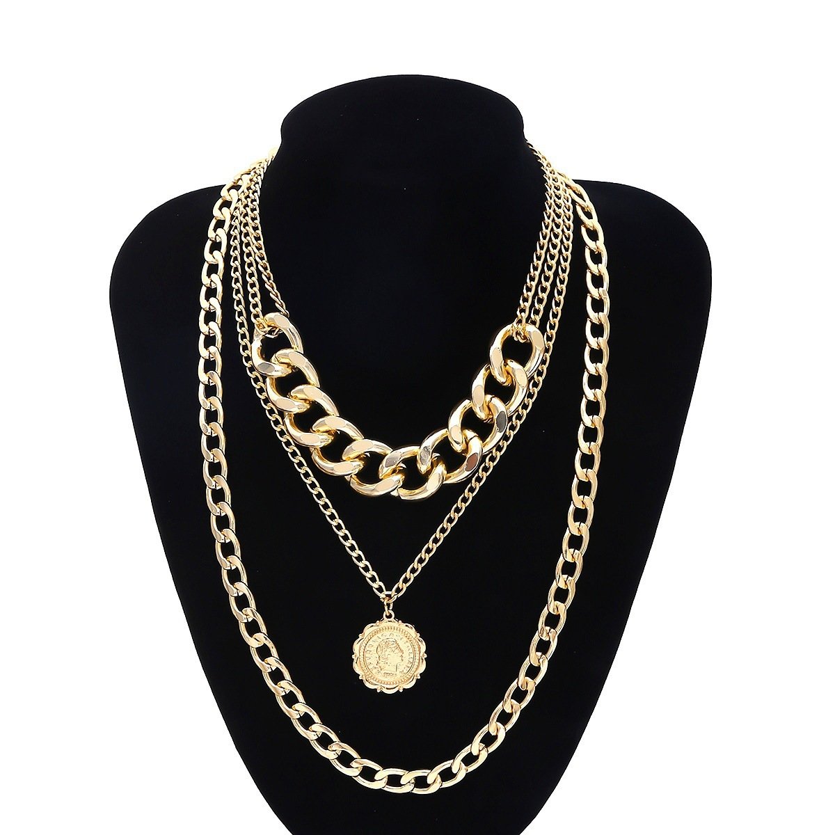 Jewelry Personality Exaggerated Chain Necklace Sweater Chain Simple Queen Pendant Multilayer Necklace Female
