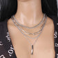 Creative twisted metal rod tassel multi-layer set chain stacked cross chain sweet cool necklace
