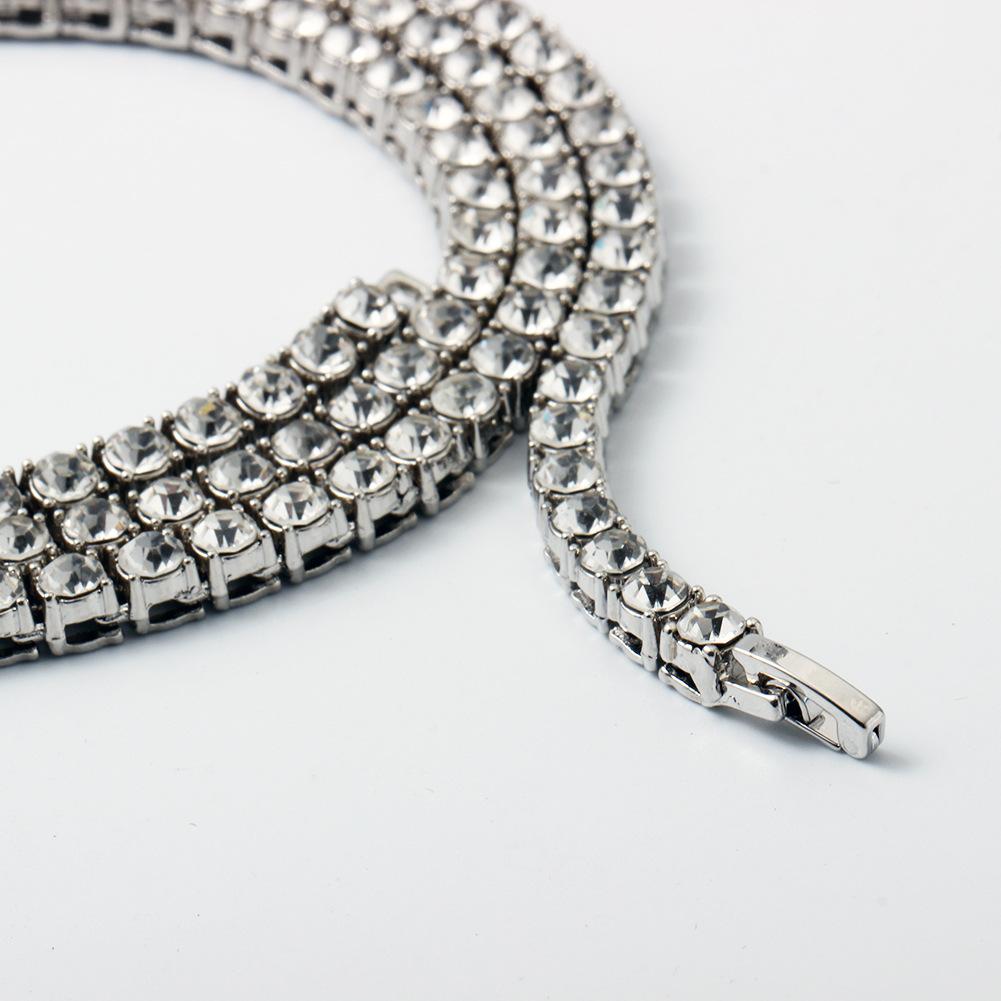 Men's Hip Hop Necklace 1 Row Diamond Alloy Pendant Full Rhinestone Single Row Jewelry