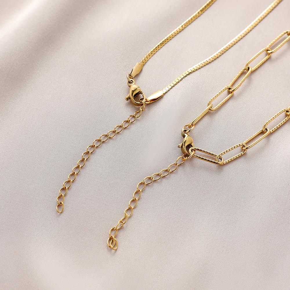 Ins fashion stainless steel balloon dog double-layer pendant titanium steel trend super cool Mori collarbone necklace female