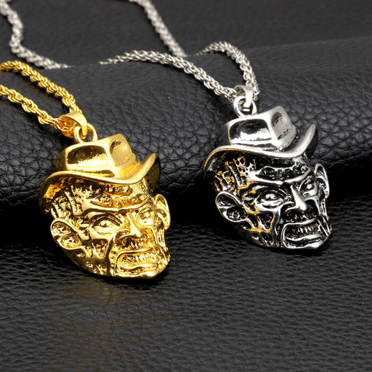 Personalized street dance hip-hop necklace accessories trendy men's night head pendant HIPHOP trendy brand alloy jewelry