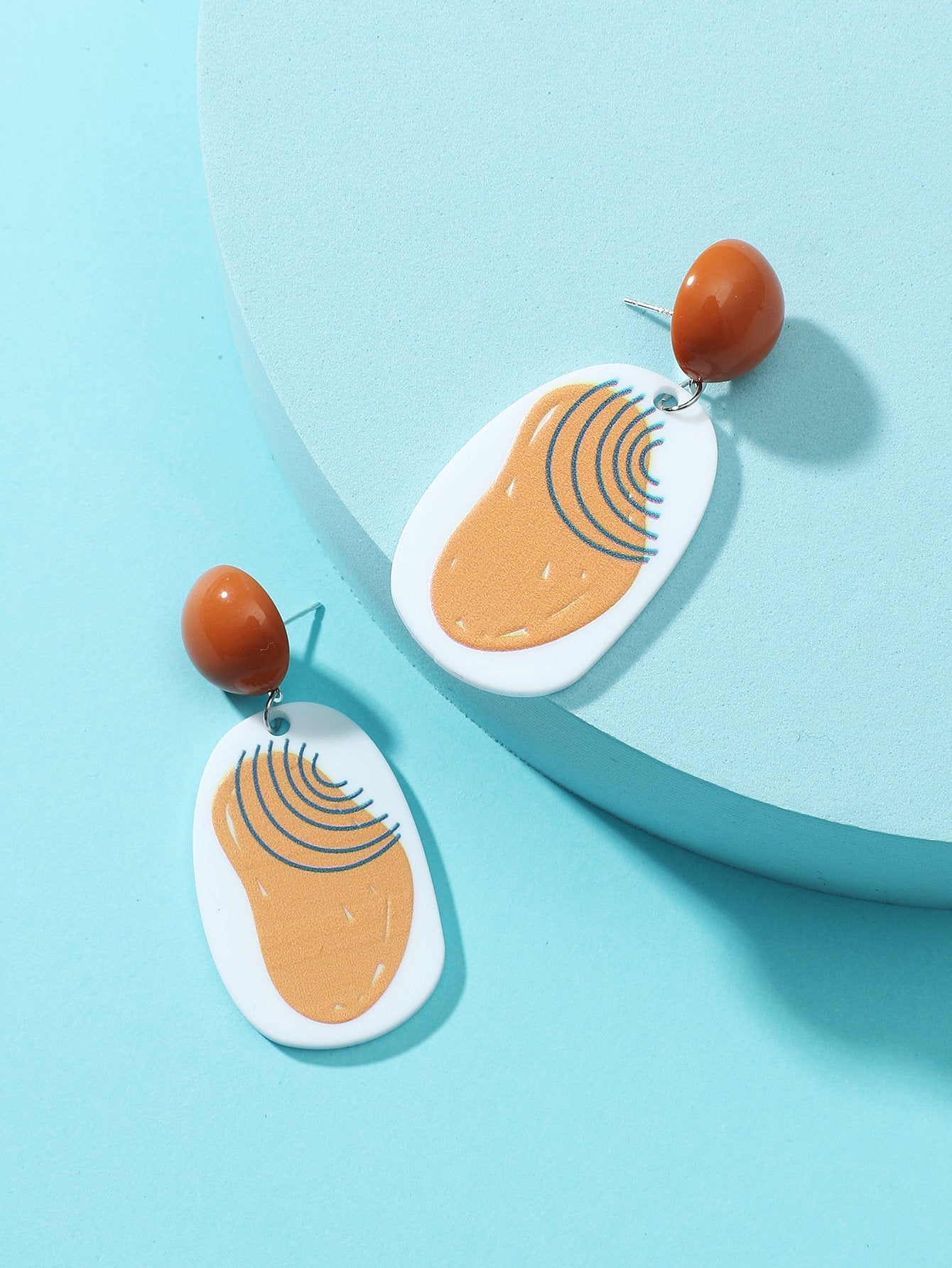 Spring and summer creative 3D printing candy color fresh earrings simple geometric pattern sweet earrings