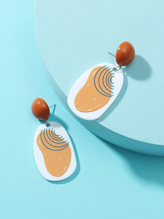 Spring and summer creative 3D printing candy color fresh earrings simple geometric pattern sweet earrings