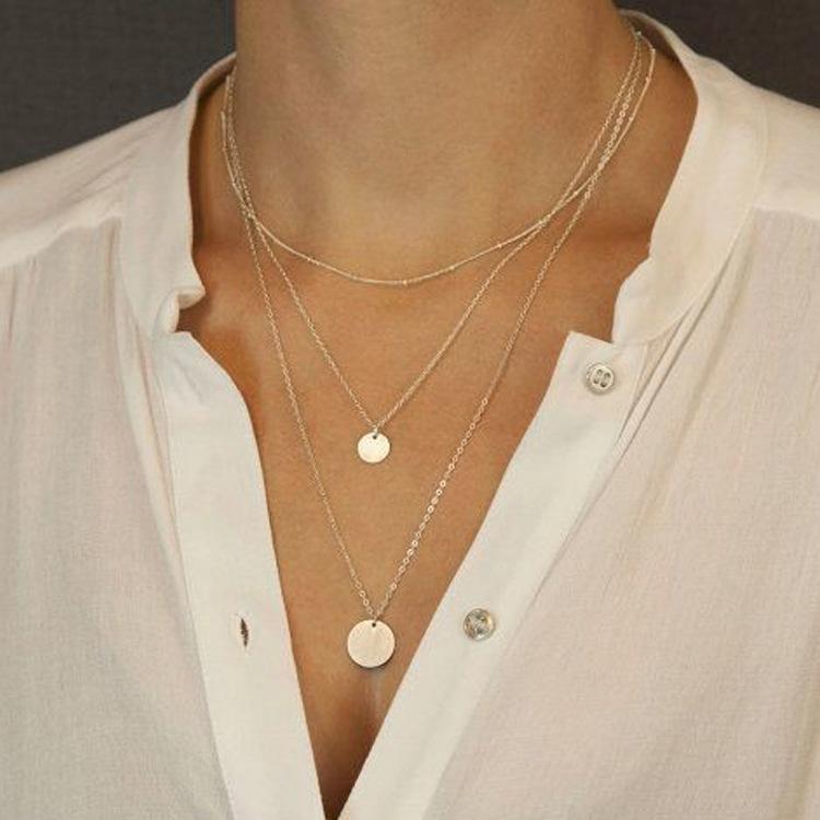 Jewelry star with the same style street shooting fashion simple sequin multi-layer suit necklace female