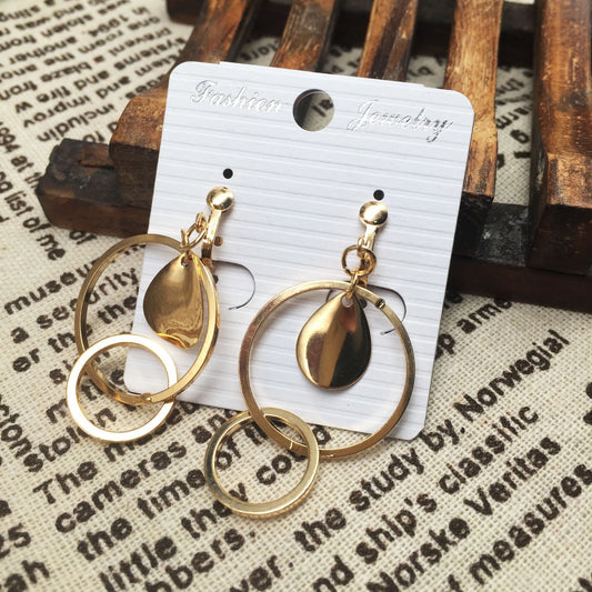 Copper size circle water drop ear clip African popular atmospheric jewelry without ear piercing