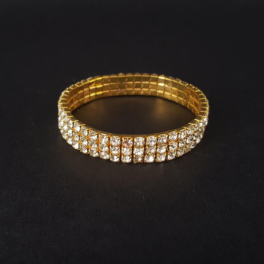 Diamond Couple Gem Bracelet Hand Jewelry 3 Rows of Claw Elastic Bracelet Alloy Bright Color Bracelet