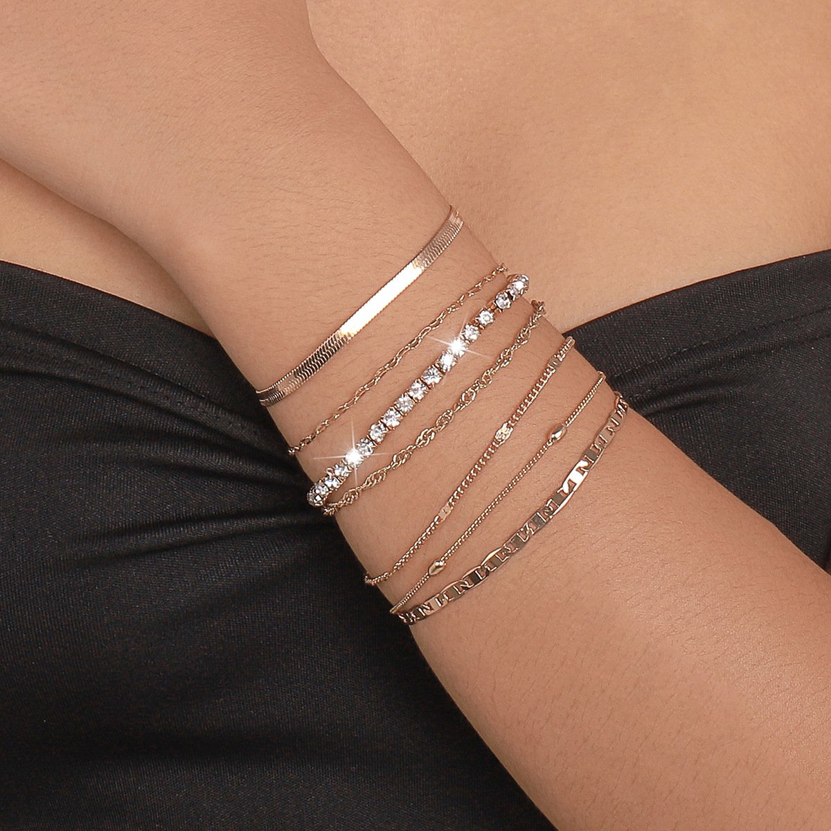 B1866 Jewelry Metal Simple Hand Drill Snake Bracelet Fashion Claw Chain Hand Decoration Set