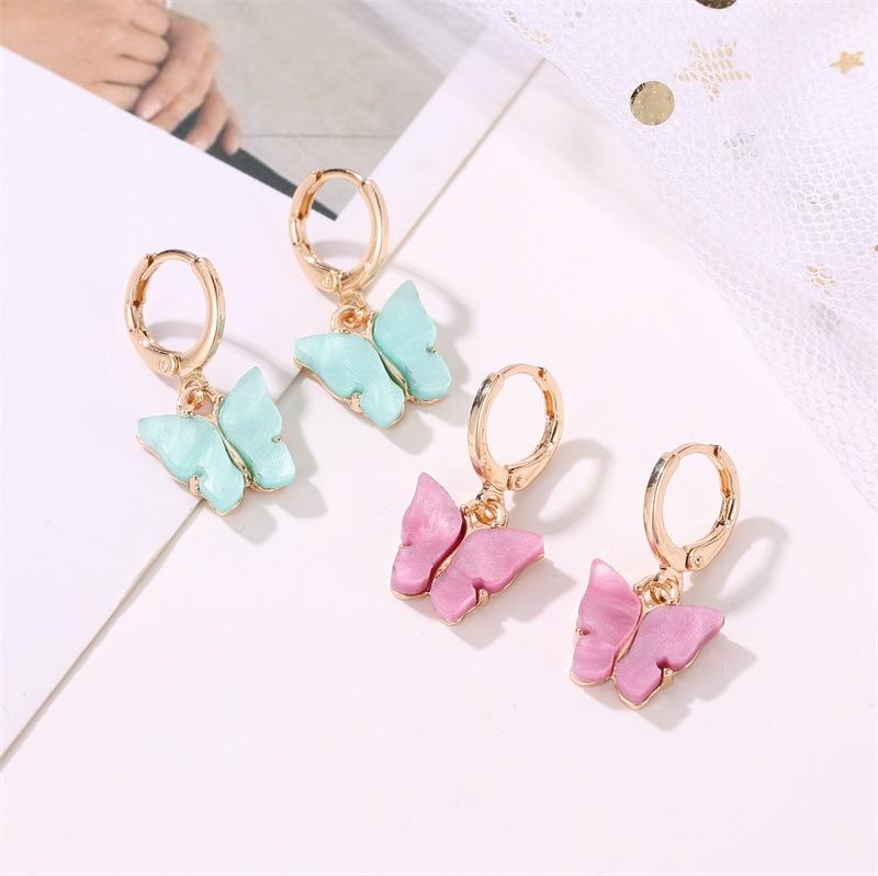 Fashion 2pcs Set Jewelry Acrylic Butterfly Necklace Earrings Set Ornament