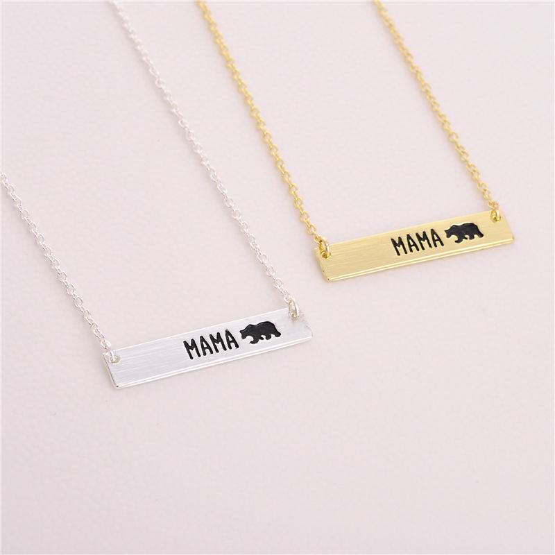 Simple Fashion Mother Bear Necklace Clavicle Chain Alloy MAMA Pendant Necklace Mother's Day Gift