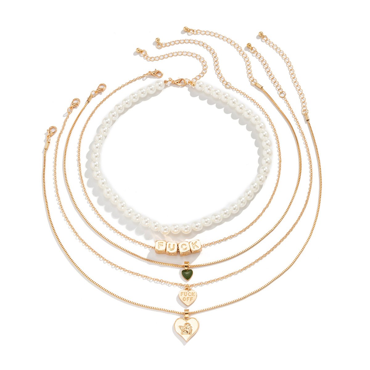 Jewelry Retro Versatile Drop Nectarine Heart Pendant Necklace Frosty Imitation Pearl Dice Necklace Female