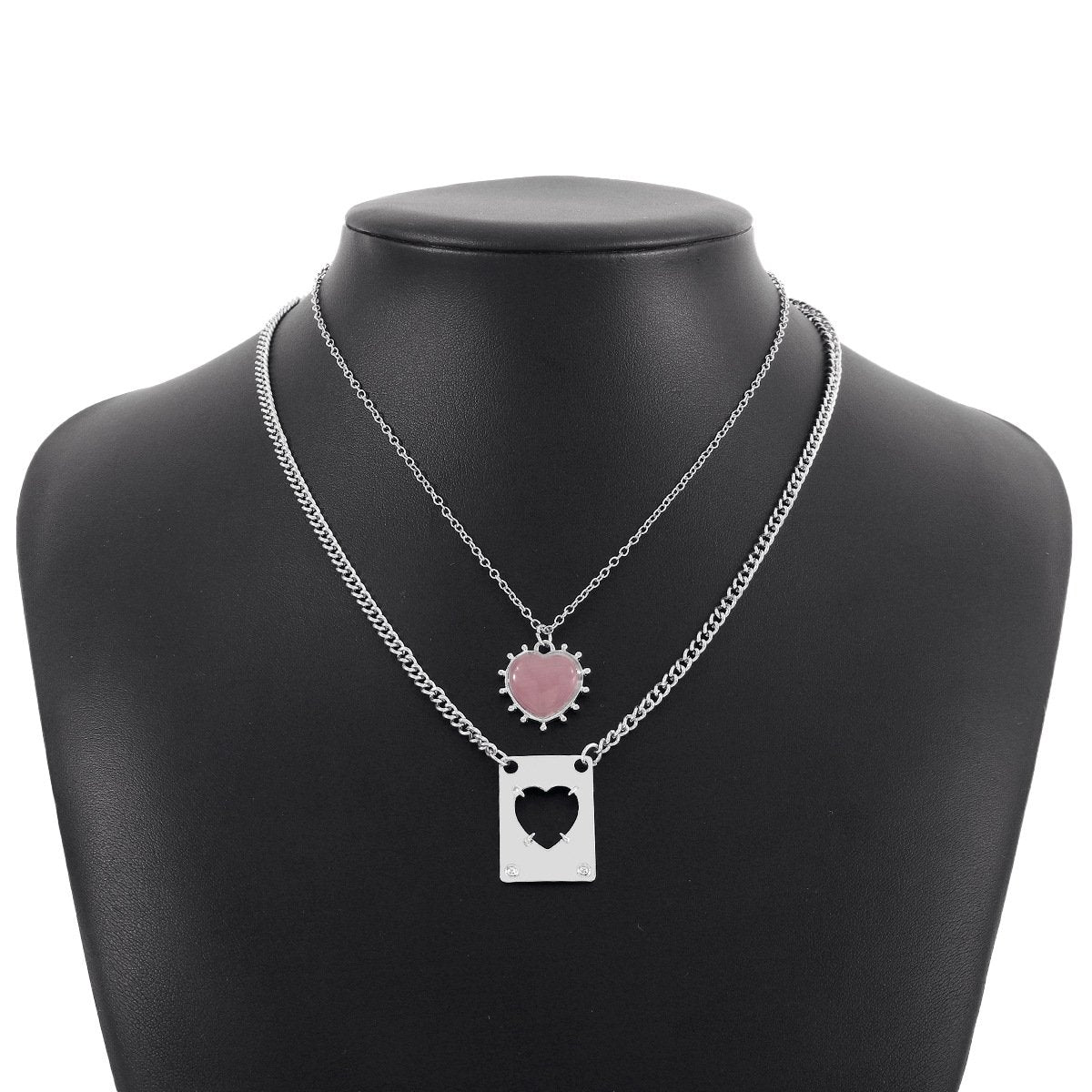 N1171 Internet celebrity temperament sweet and bitter necklace square brand hollow love resin metal pendant necklace