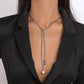 N1571 Gentle and fragrant personality necklace Cuban chain single-layer necklace elegant long pearl back decoration