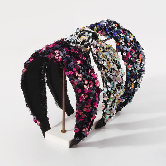 F3727 Jewelry Personality Super Shiny Sequin Headband Fabric Art Fashion Stage Catwalk Temperament Hair Accessories