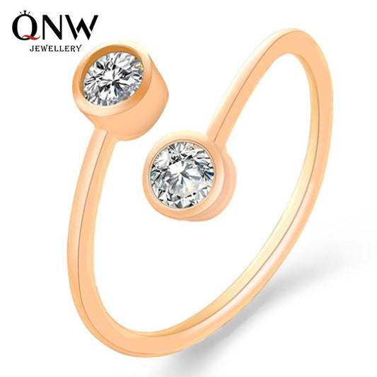 Creative Earrings Fashion Copper Inlaid Zircon Ring Personality Double Diamond Open Ring