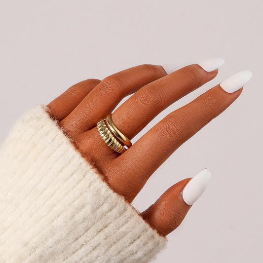 Fashion and simple stainless steel opening shell pattern adjustable ring niche light luxury design ladies ring
