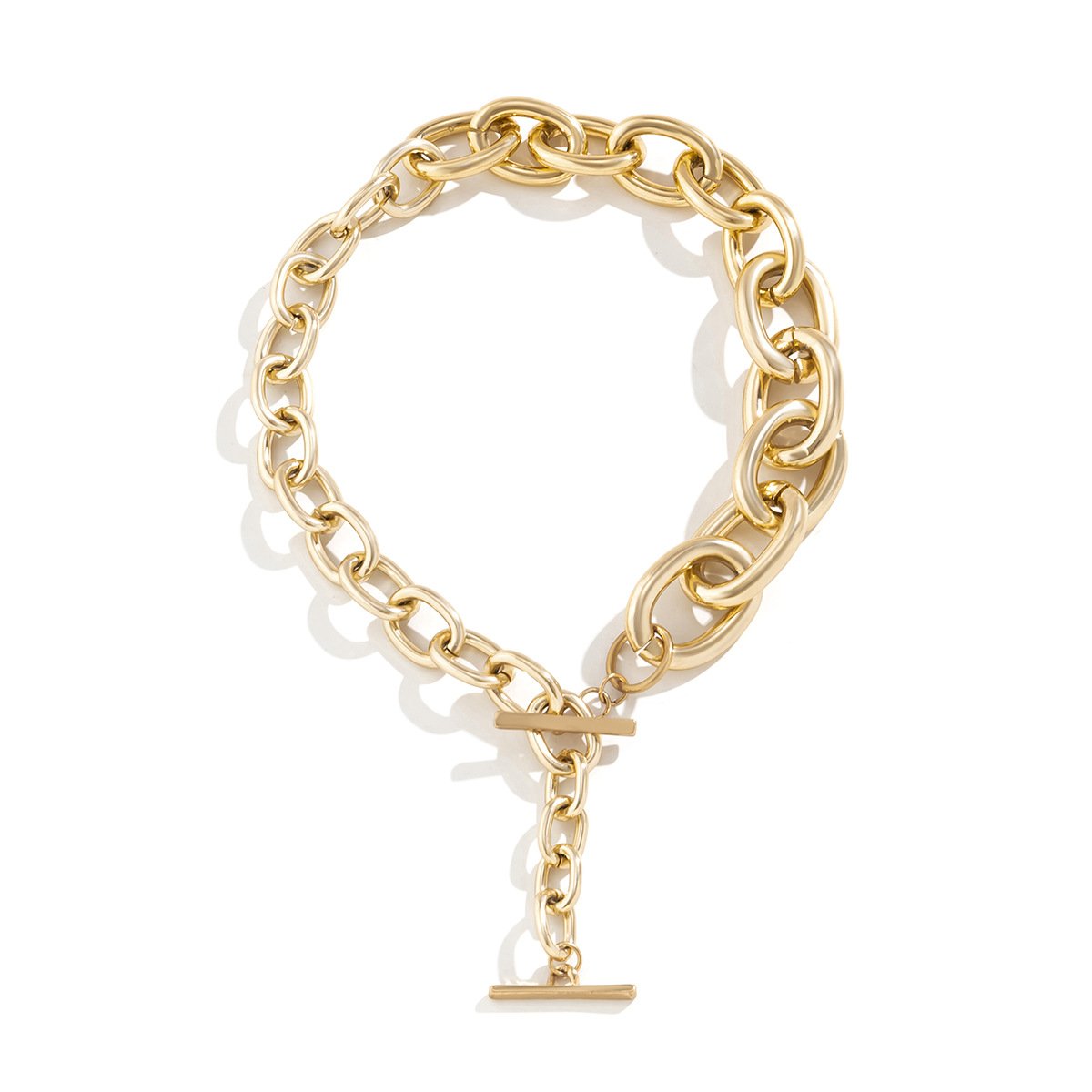 Jewelry personality exaggerated OT buckle metal necklace female punk asymmetrical O-shaped chain necklace