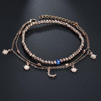 Summer anklet multi-layer women's beaded star moon anklet for women