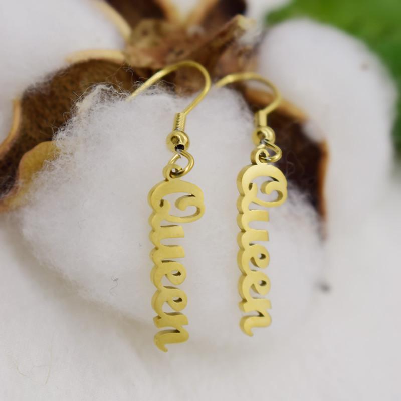 Non-fading titanium steel creative letter Queen earrings hip-hop simple all-match letter accessories
