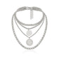 Jewelry multi-layer retro round card lace tag necklace female hip-hop thick chain necklace two-piece set