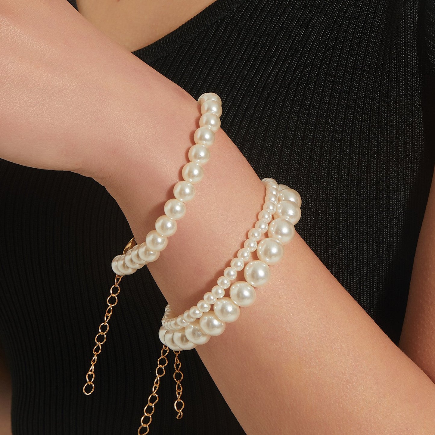 Jewelry Fashion Trend White Pearl Women's Bracelet Simple Three-piece Set Personality Simple and Popular