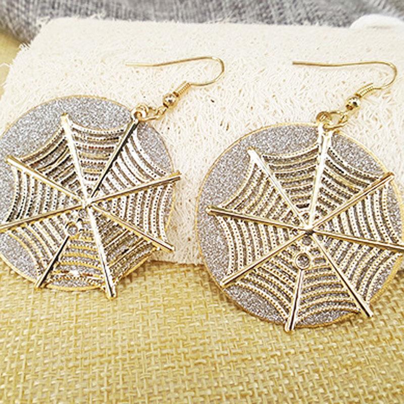 Earrings fashion retro disc spider web frosted earrings vintage earrings