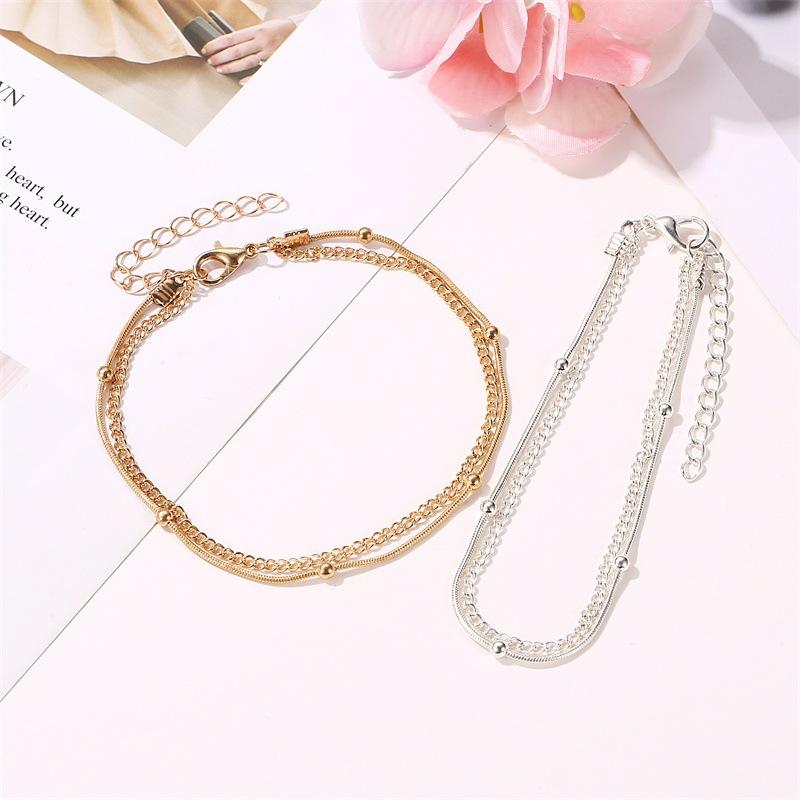 Popular jewelry personality simple multi-layer snake bone anklet fashion double layer ladies summer foot accessories