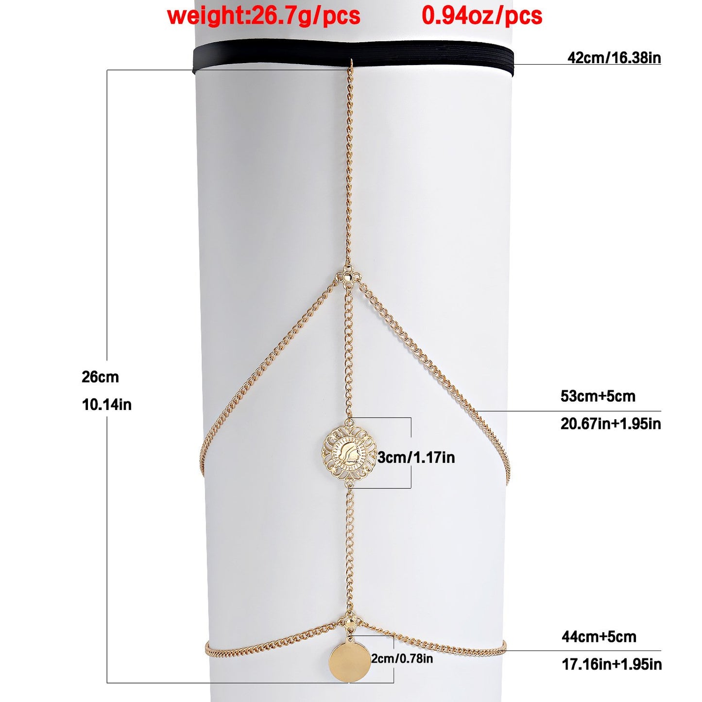 Jewelry retro exaggerated sexy street style body chain tassel multi-layer coin leg chain female