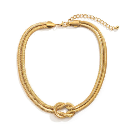 Jewelry metal texture knotted chain necklace female punk hip-hop geometric clavicle necklace