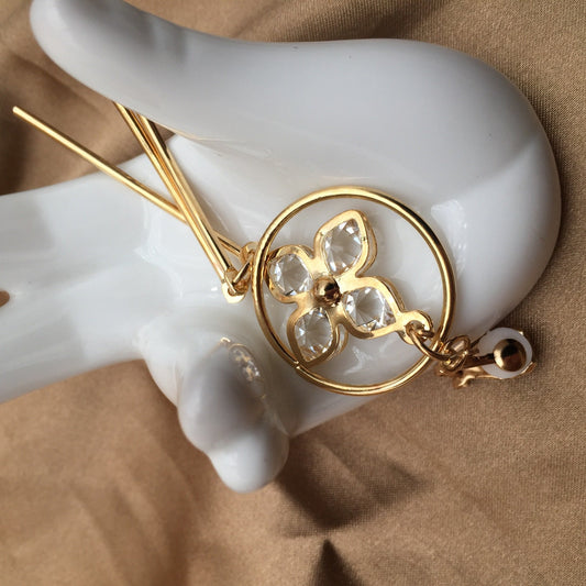 Ring tassel clip diamond flower ear clip without pierced female ear jewelry Yunnan ethnic minorities