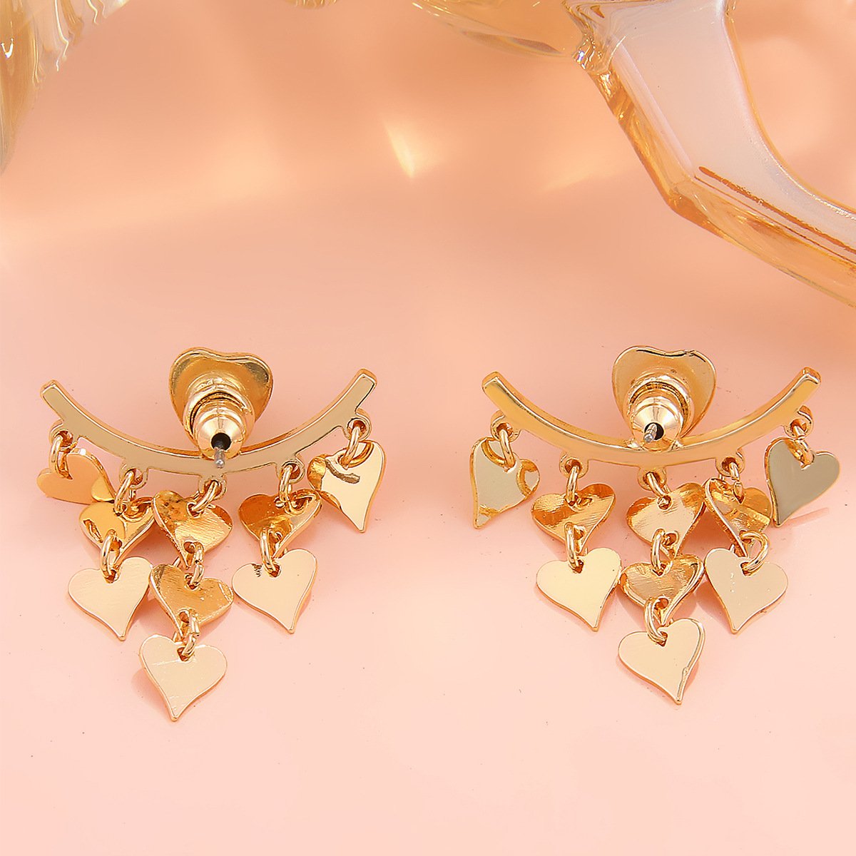 Fashion niche tassel love earrings high-end retro two-wear earrings autumn and winter versatile earrings
