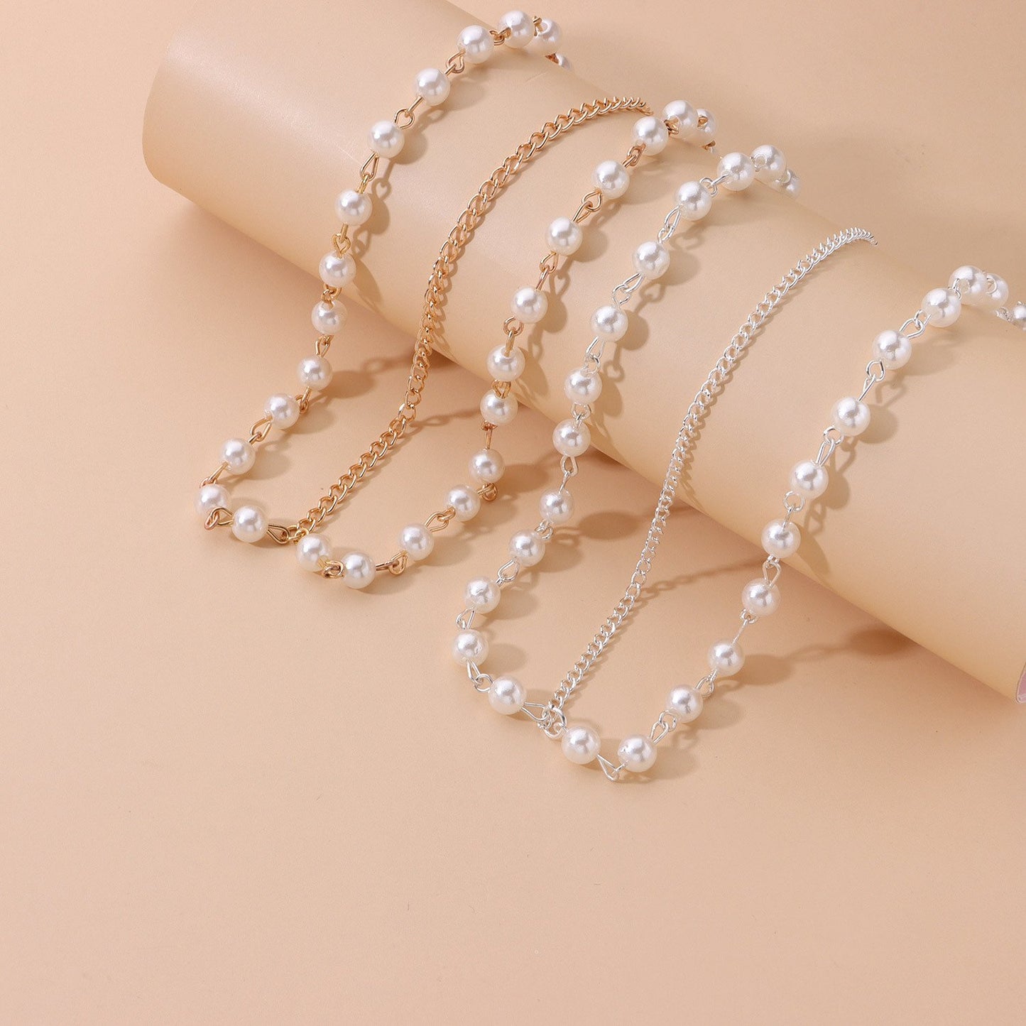 Ornament Mori simple and beautiful all-match handmade beaded pearl head chain headband hair accessories