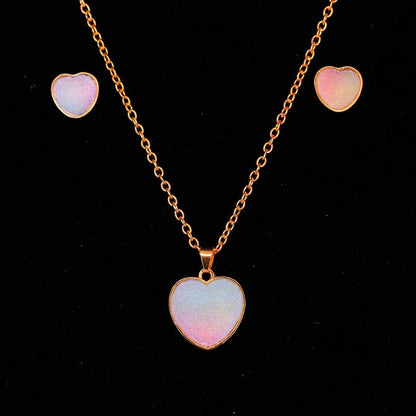 Explosive Fashion Earrings Necklace Set Jewelry Female Candy Gradient Pendant Sweet Earrings Jewelry