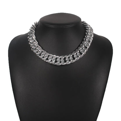 N7893 Exaggerated Trend Jewelry Punk Hip Hop Personality Necklace Trendy Thick Chain Retro Clavicle Chain