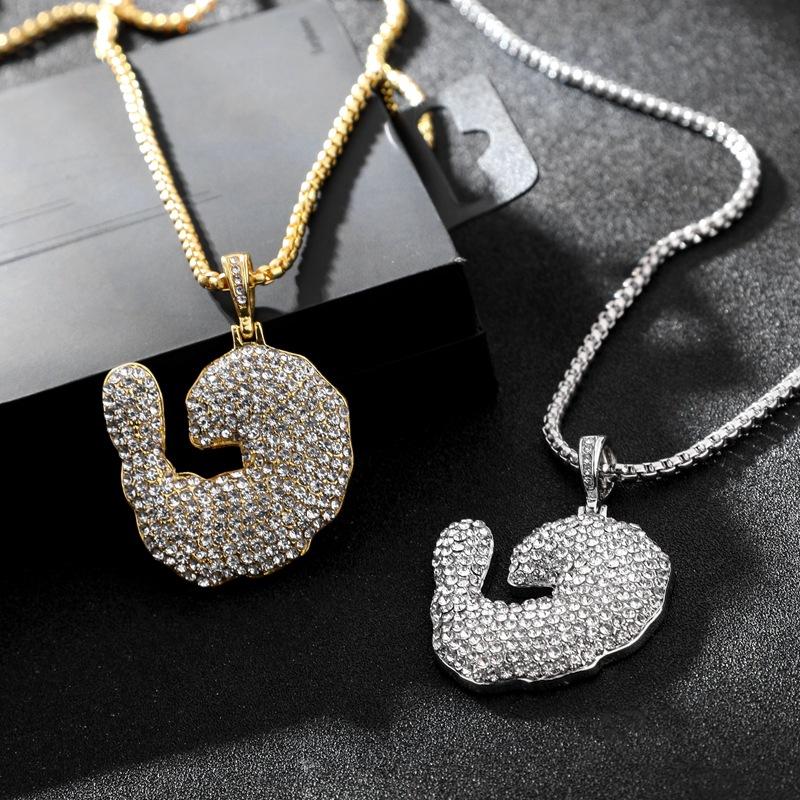 Jewelry Fashion Creative Shrimp Diamond Pendant Trend Full Diamond Hip Hop Necklace