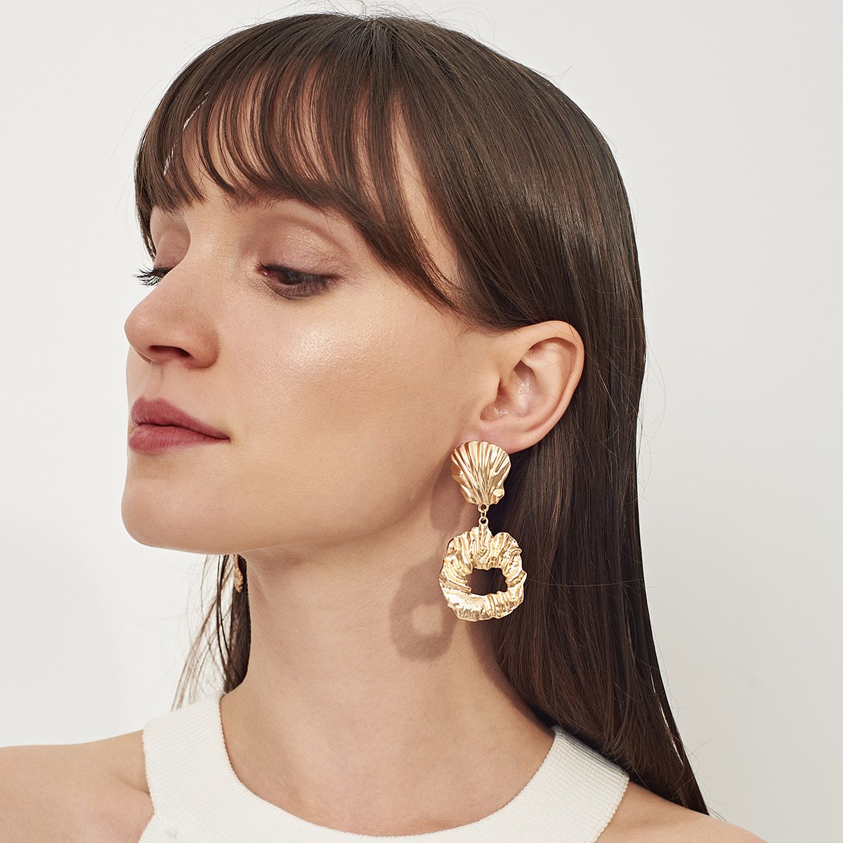 Jewelry Personality Exaggerated Creative Metal Shell Earrings Women's Geometric Irregular Stud Earrings Trend Earrings