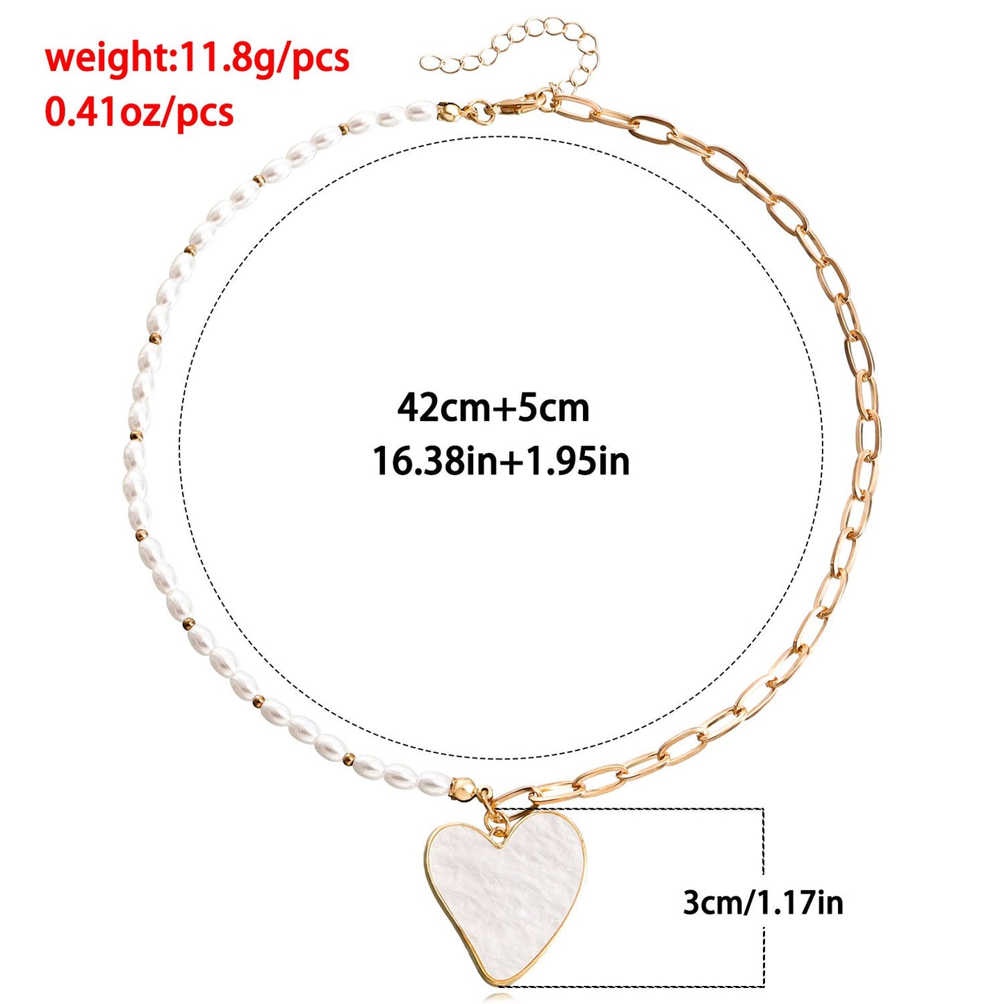 Jewelry Heart Imitation Pearl Necklace Niche Design Light Luxury Clavicle Chain Women's Fashion Commuting Necklace