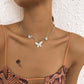 N9244 Personality Hip Hop Diamond Butterfly Necklace Fashion Retro Art Necklace Creative Geometric Necklace Female