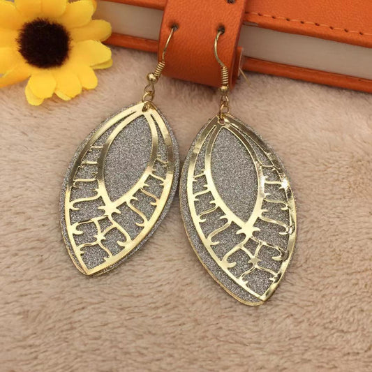 Heart Leaf Frosted Patch Earrings Oval Women's Earrings