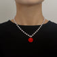 Jewelry Rose Pendant Imitation Pearl Necklace Sweater Chain Fashion Cold Versatile Design Sense Necklace