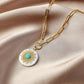 Fashion Jewelry Simple Stainless Steel Sun Turquoise Shell Pendant Necklace Fashion Titanium Steel Clavicle Chain