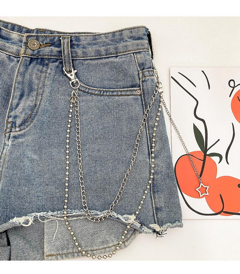 Hip-hop pants chain female detachable double-layer pants hanging chain decoration punk belt trousers chain INS metal accessories