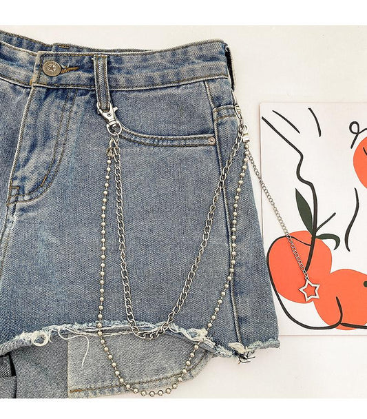 Hip-hop pants chain female detachable double-layer pants hanging chain decoration punk belt trousers chain INS metal accessories