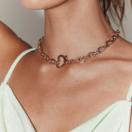 Jewelry Frosty Simple Metal Aluminum Chain Versatile Clavicle Chain Niche Design Heart Necklace