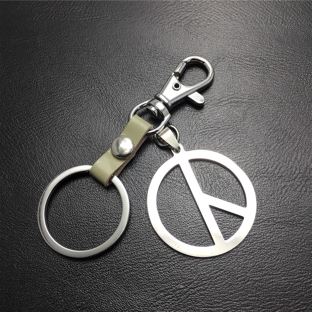 Quan Zhilong GD anti-war logo stainless steel key chain pendant cowhide connection piece Valentine's Day gift world peace