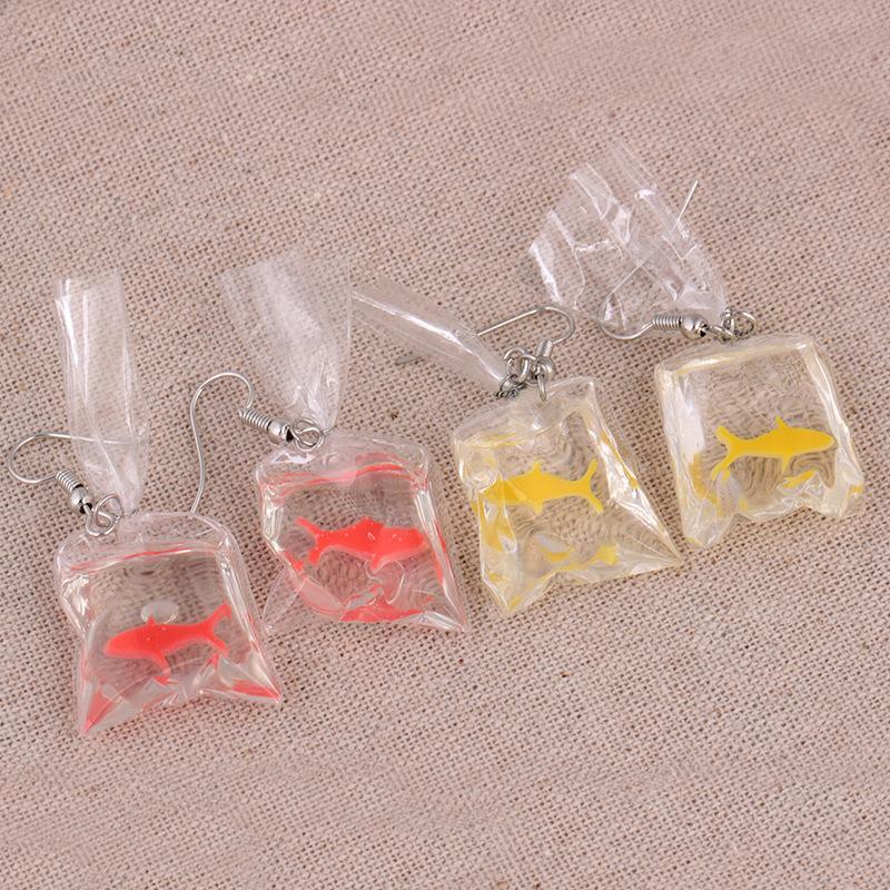 Fashion Creative Transparent Candy Goldfish Earrings Female Personality Carp Resin Earrings Earrings Earrings