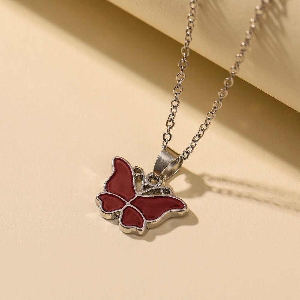 Ins light luxury niche smart temperature-changing butterfly necklace fashion personality clavicle chain jewelry female