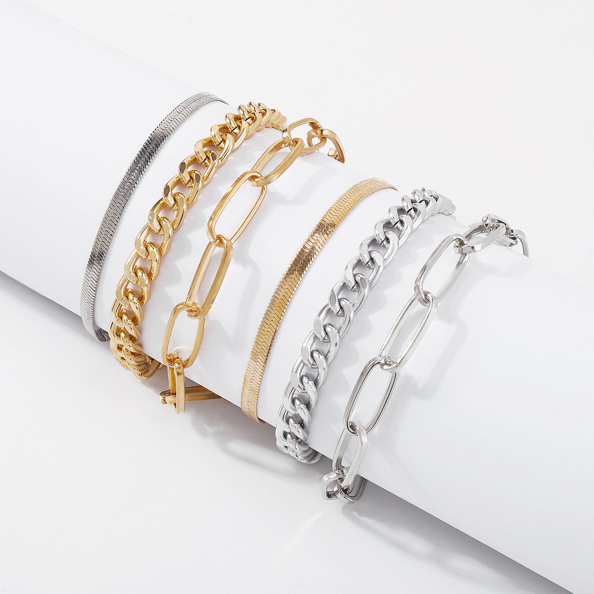 A139 multi-layer anklet personality simple metal chain foot decoration punk sweet and spicy snake bone hit color accessories