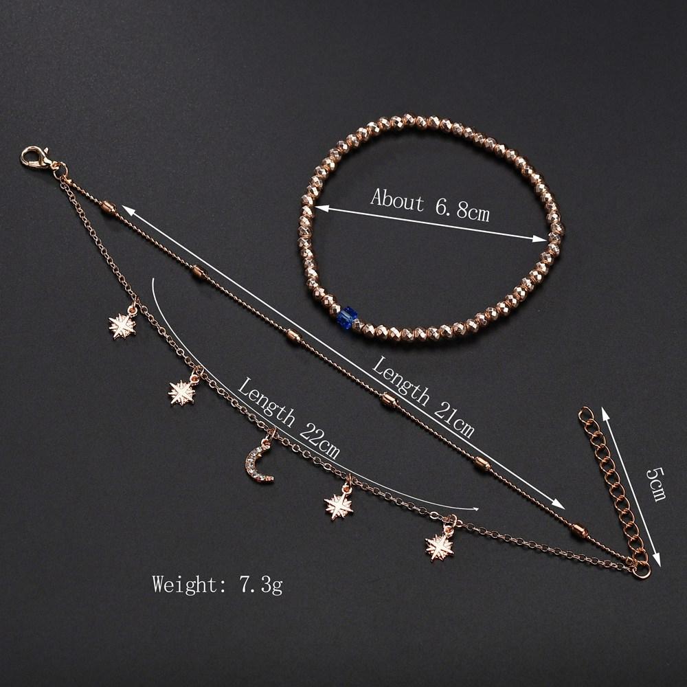 Summer anklet multi-layer women's beaded star moon anklet for women