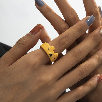 Jewelry simple octopus bear animal resin ring candy color cartoon three-dimensional ring